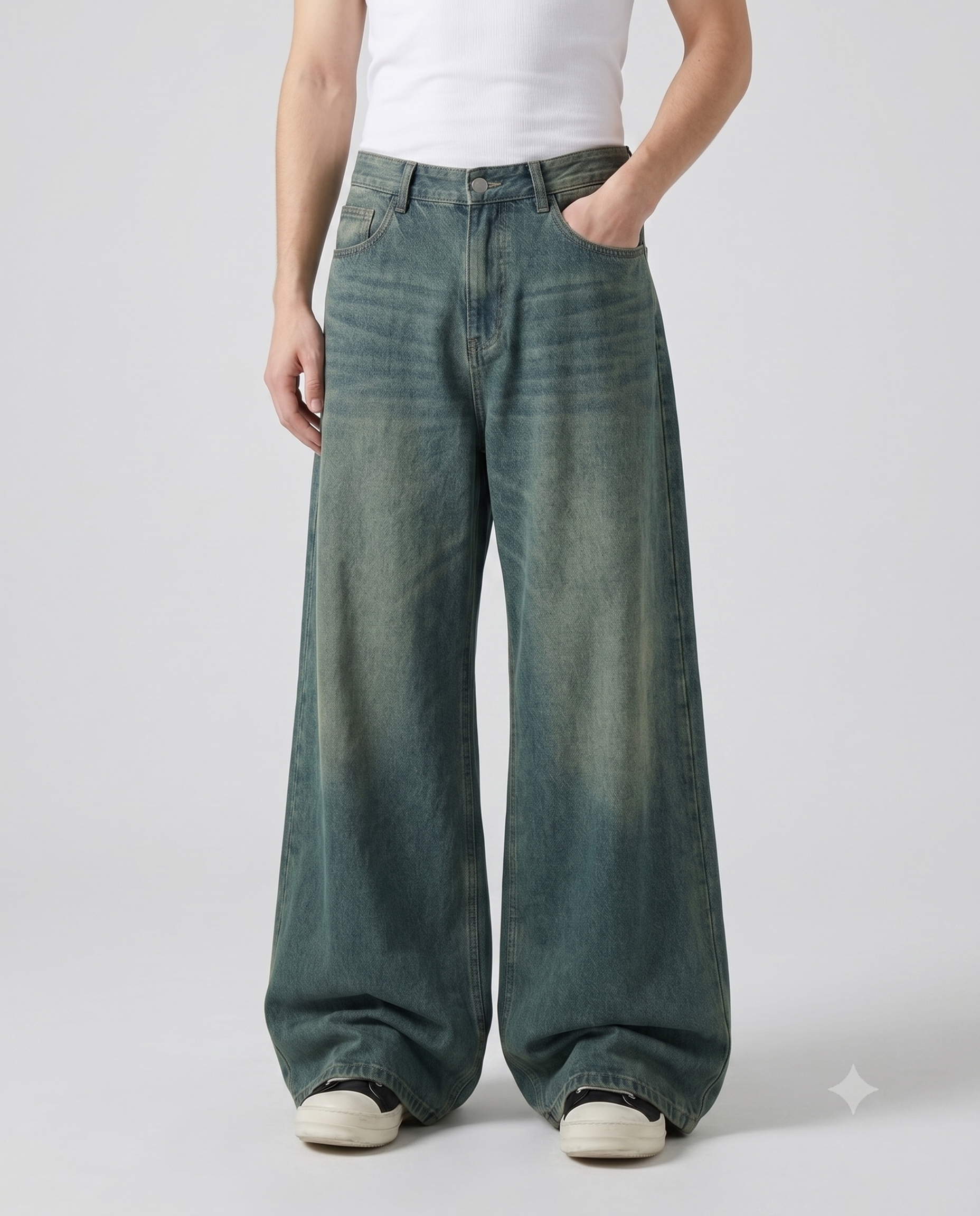 Big Easy Baggy Jeans — Vintage Blue — waist and pocket detail