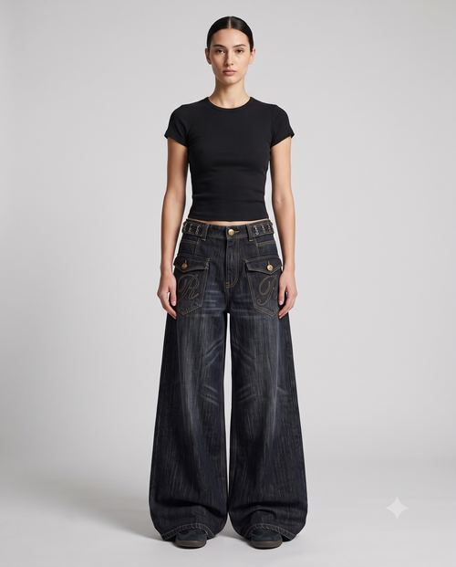 Big Easy Baggy Jeans Stone Wash on model — back view
