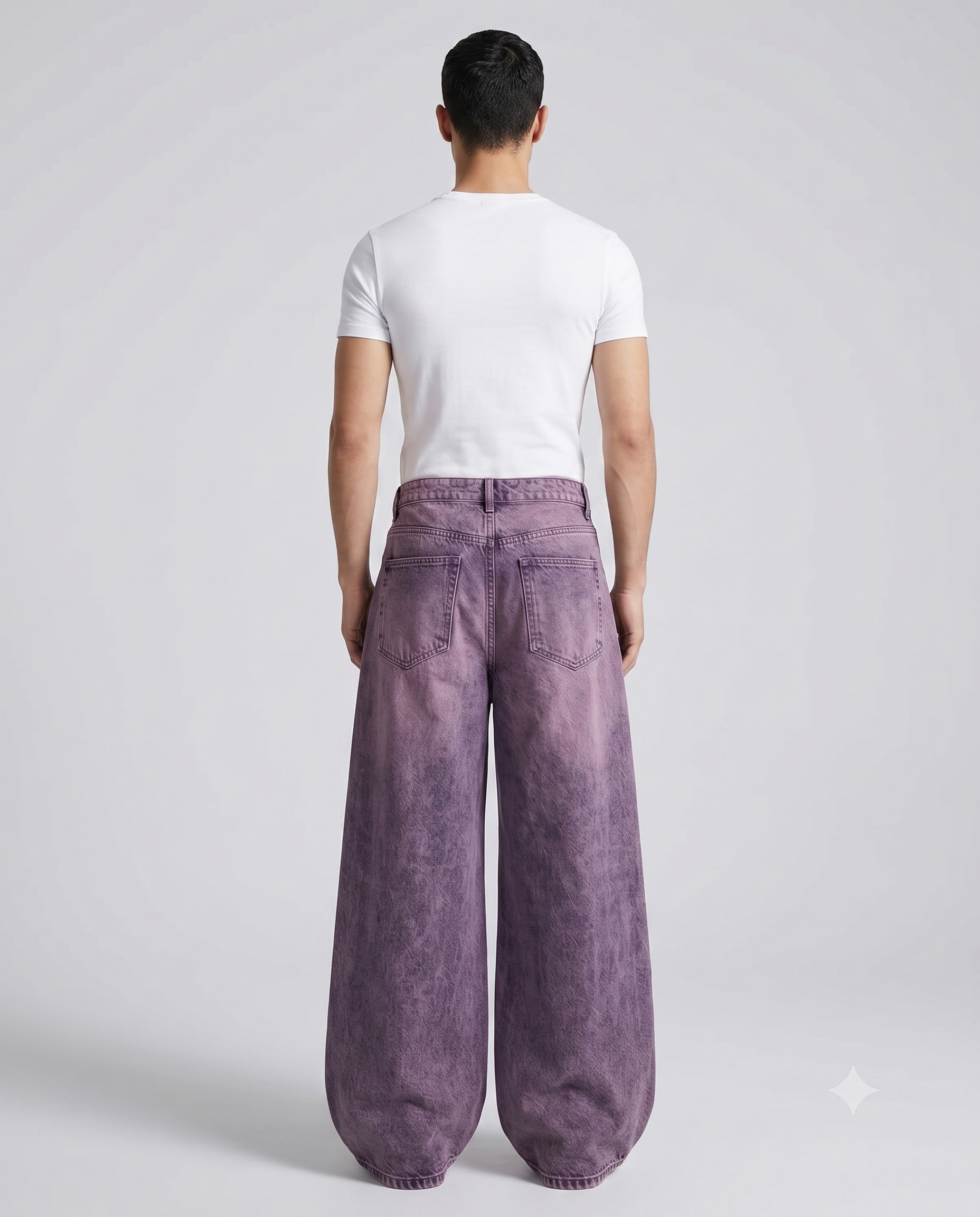 Big Easy Baggy Jeans — Washed Purple on model — back view