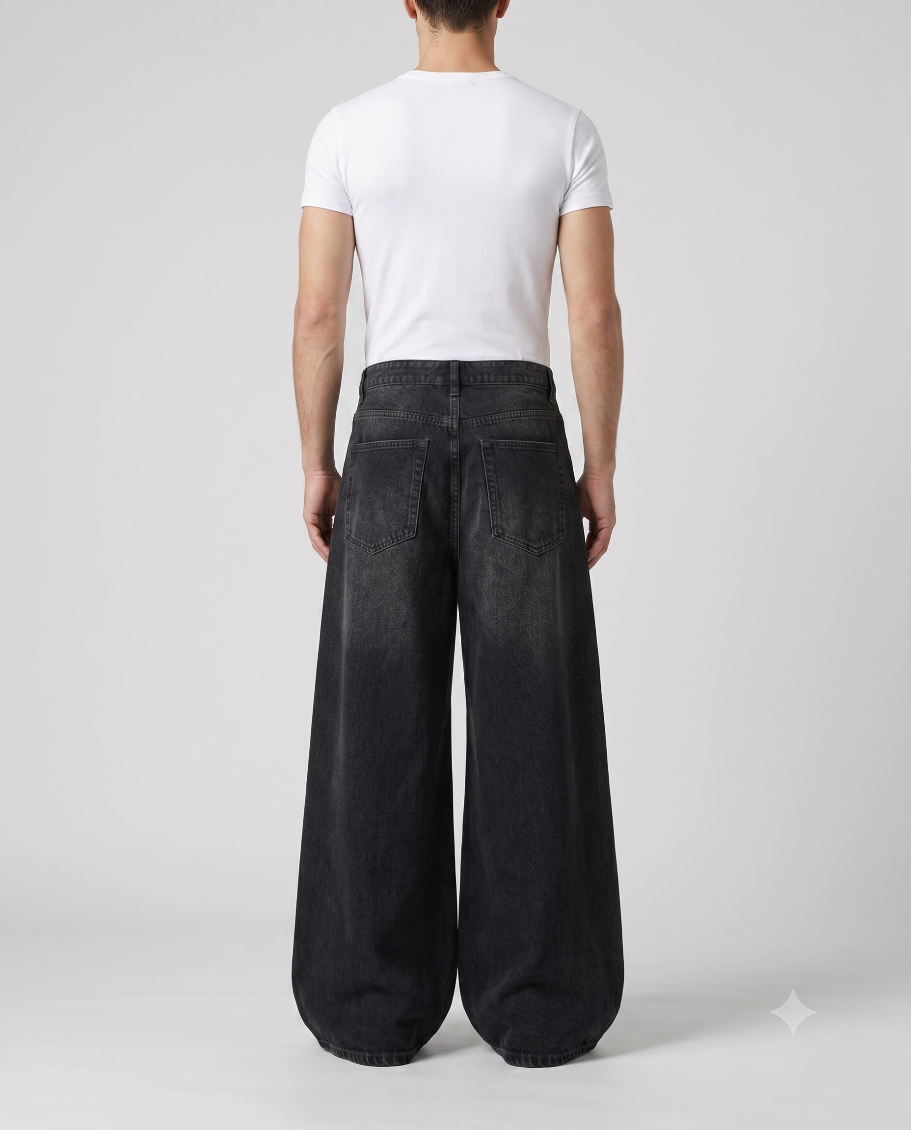Session Baggy Jeans — Shadow Black on model — back view
