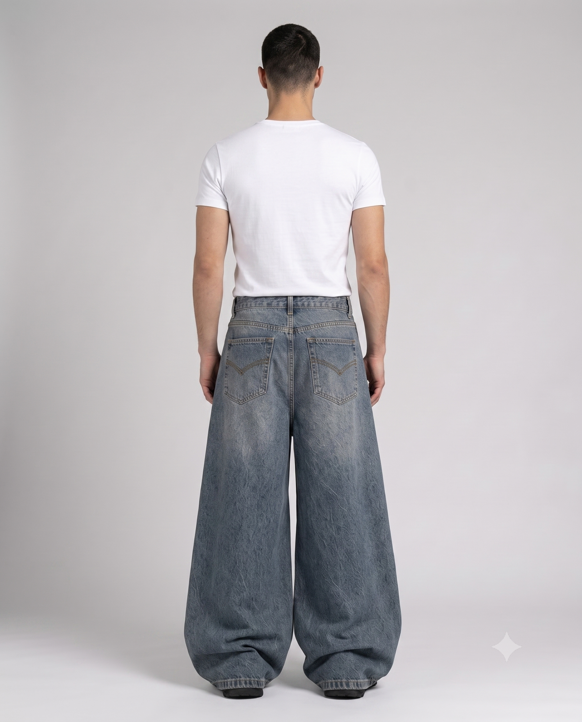 Big Easy Baggy Jeans — Faded Indigo on model — back view