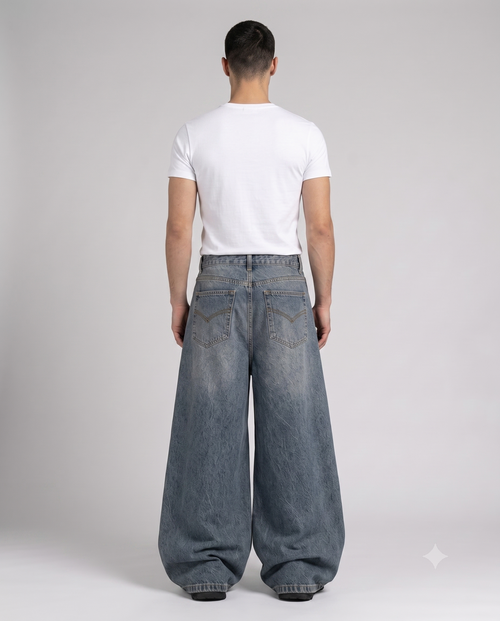Big Easy Baggy Jeans — Faded Indigo on model — back view