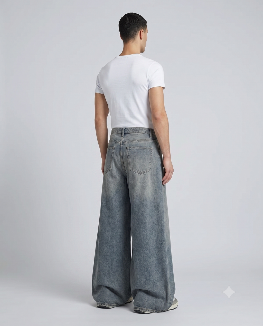 Big Easy Baggy Jeans — Flex Indigo on model — three-quarter view