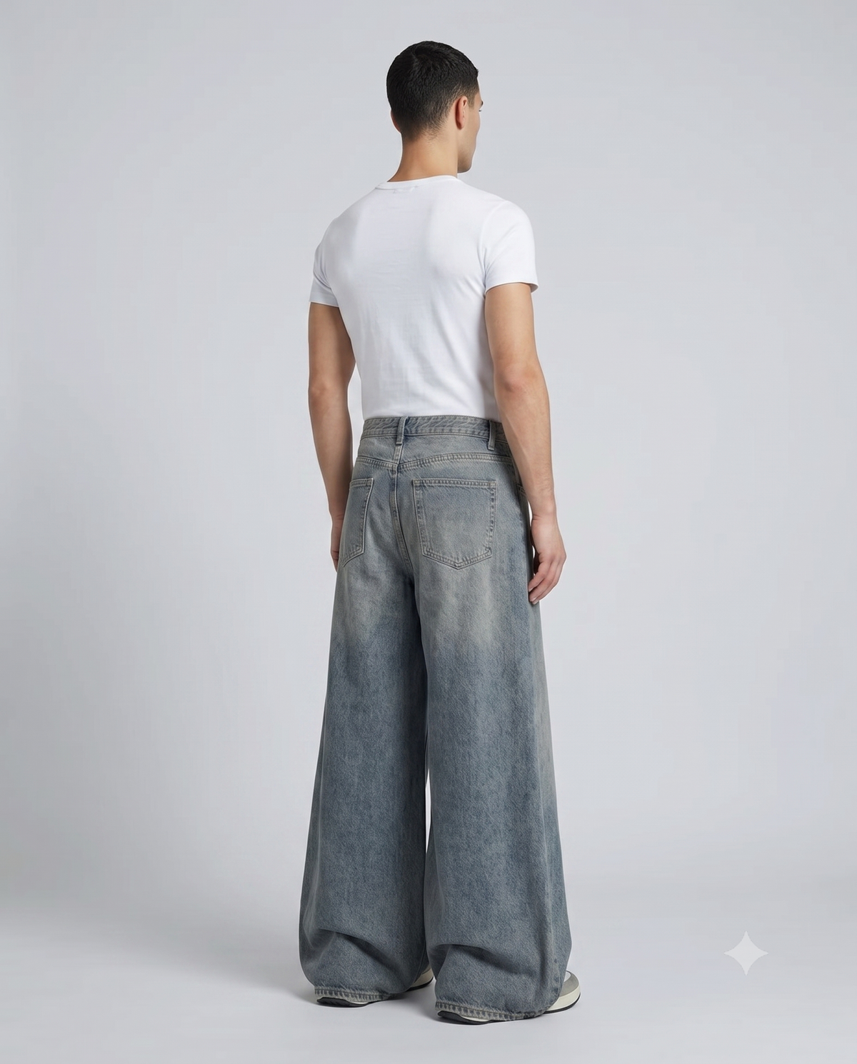 Big Easy Baggy Jeans — Flex Indigo on model — three-quarter view