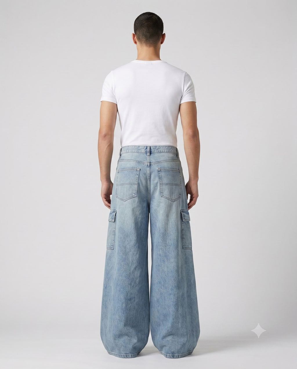 Slack Cargo Jeans — Vintage Wash on model — back view