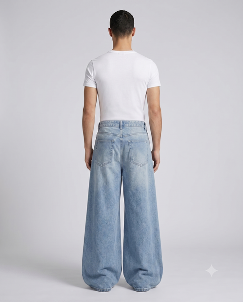 Big Easy Baggy Jeans — Sun Bleach on model — back view