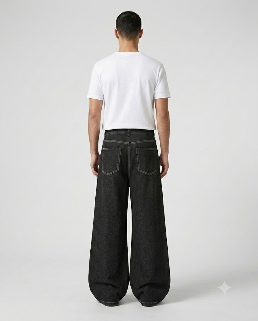 Big Easy Baggy Jeans — Black Graphic on model — back view