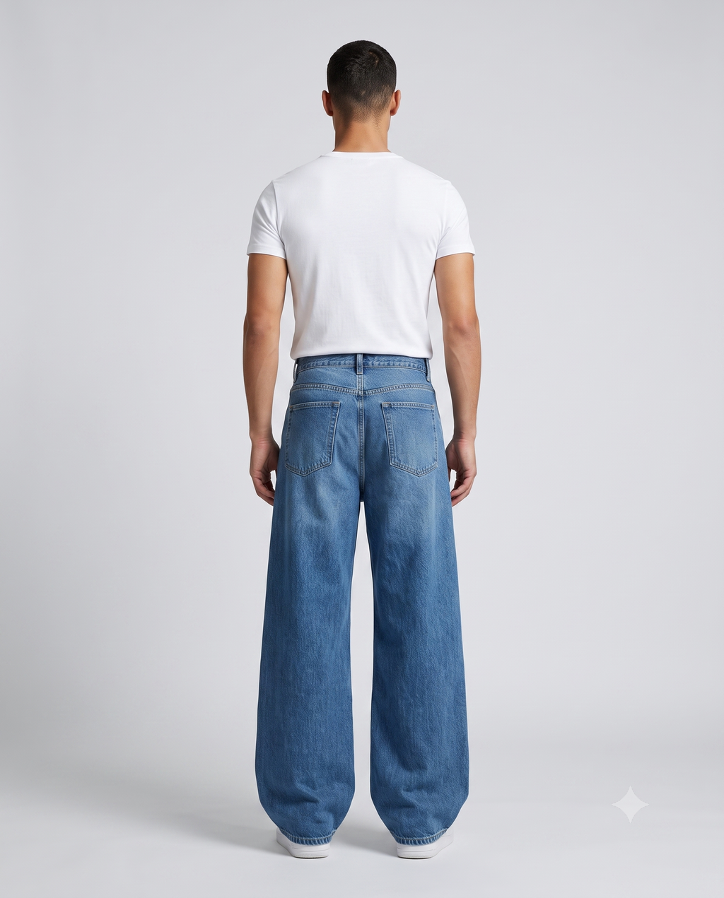 Big Easy Baggy Jeans — Classic Blue on model — back view