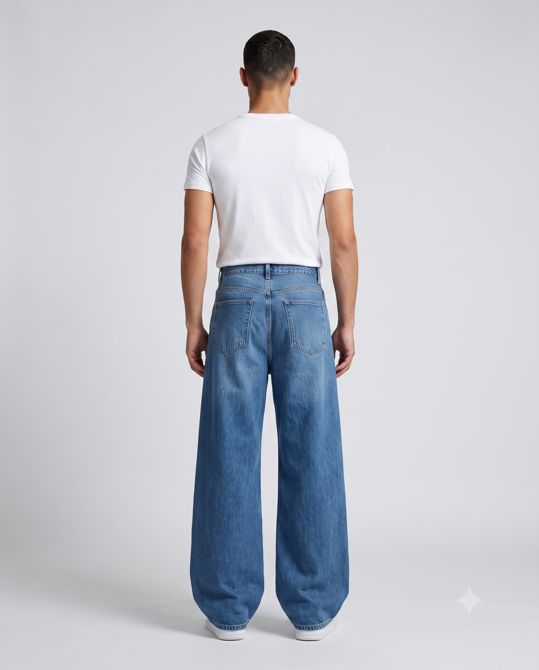 Big Easy Baggy Jeans — Classic Blue on model — back view