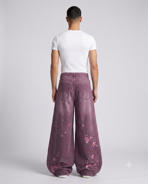 Big Easy Embroidered Jeans — Plum Wash on model — back view