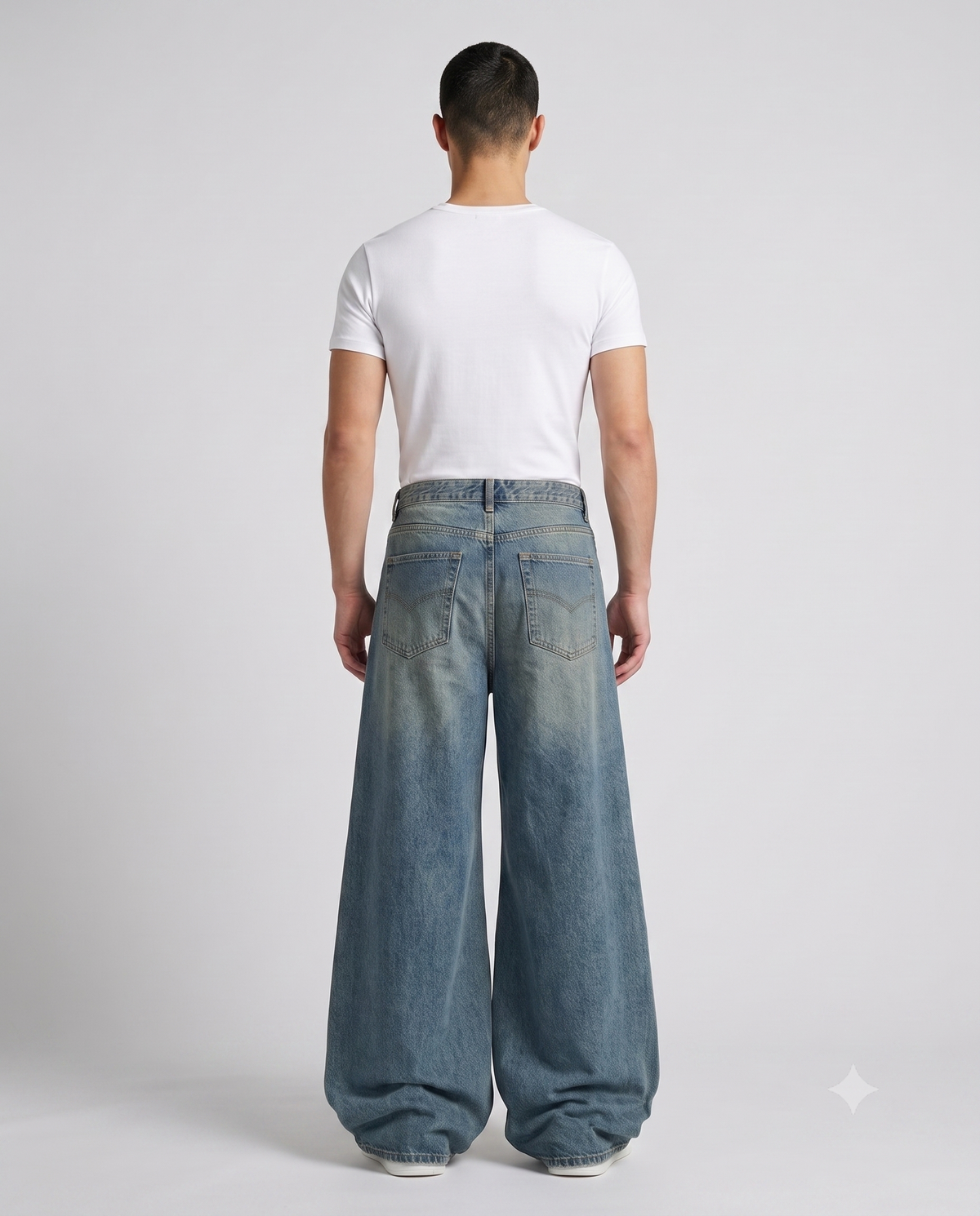 Easy Jeans — Vintage Blue on model — back view