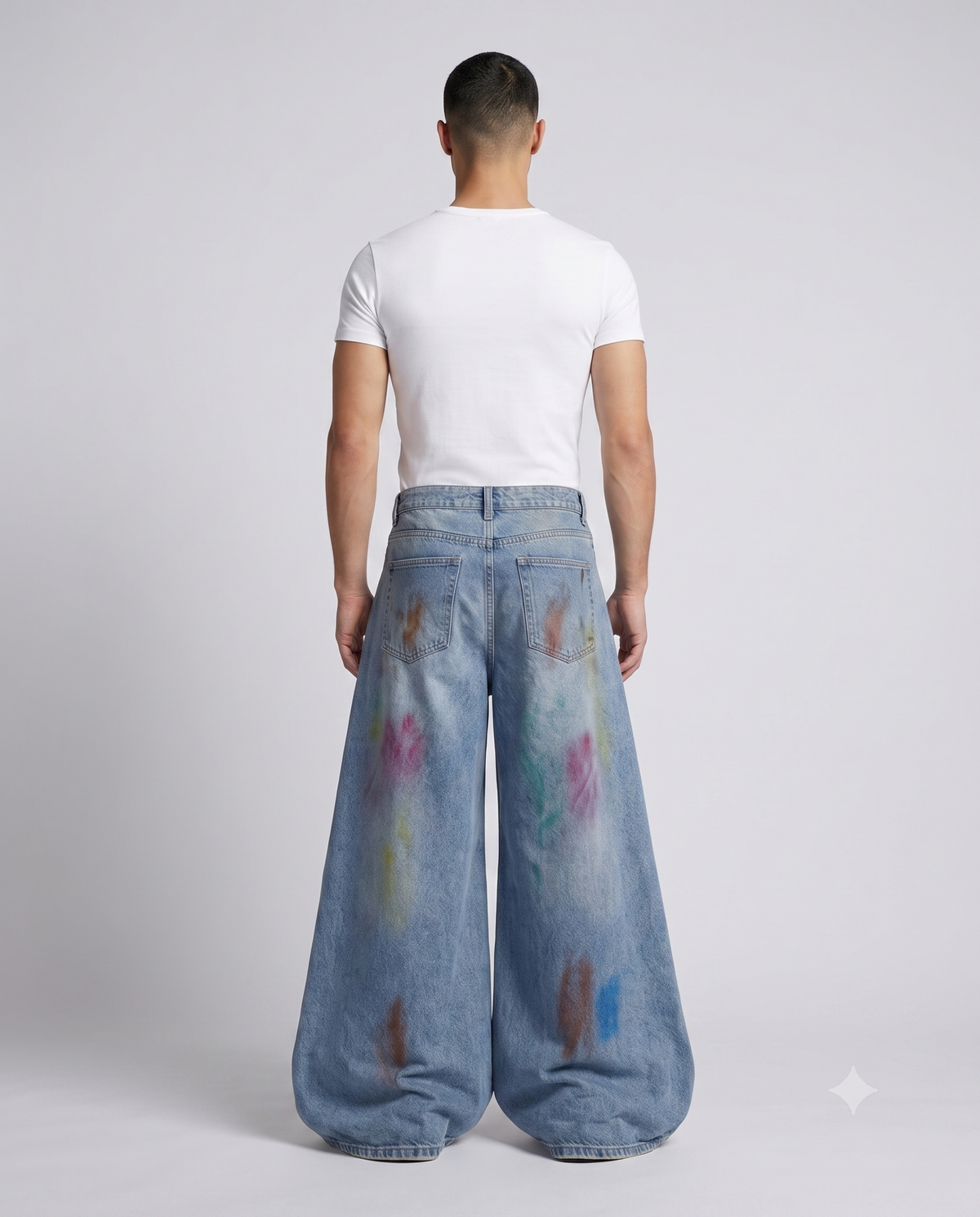 Slack Jeans — Ink Drip on model — back view