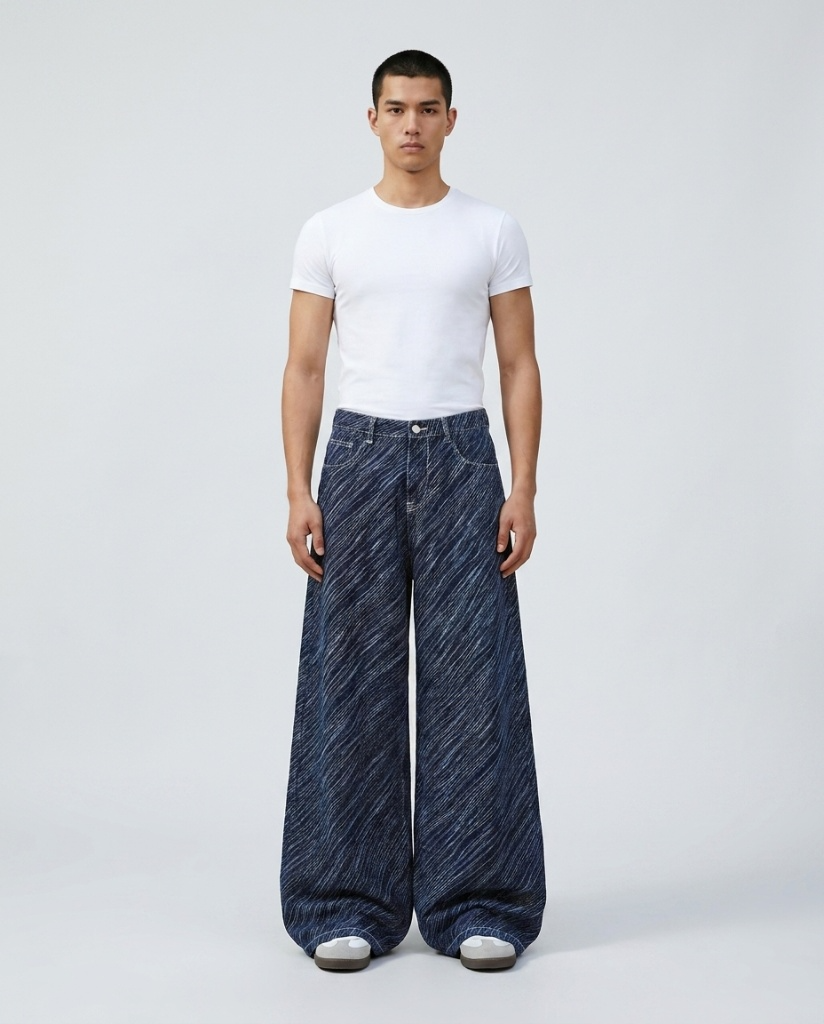 Easy Jeans — Wave Stripe on model — back view