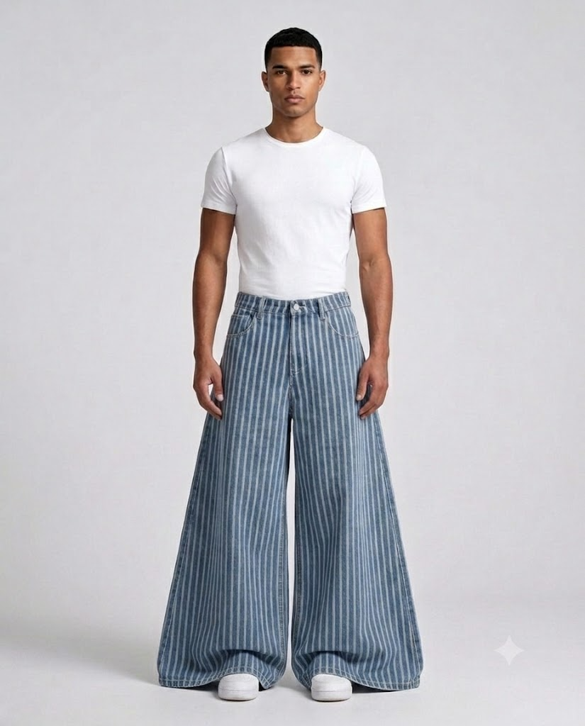 Easy Jeans — Shore Stripe on model — seated fit view