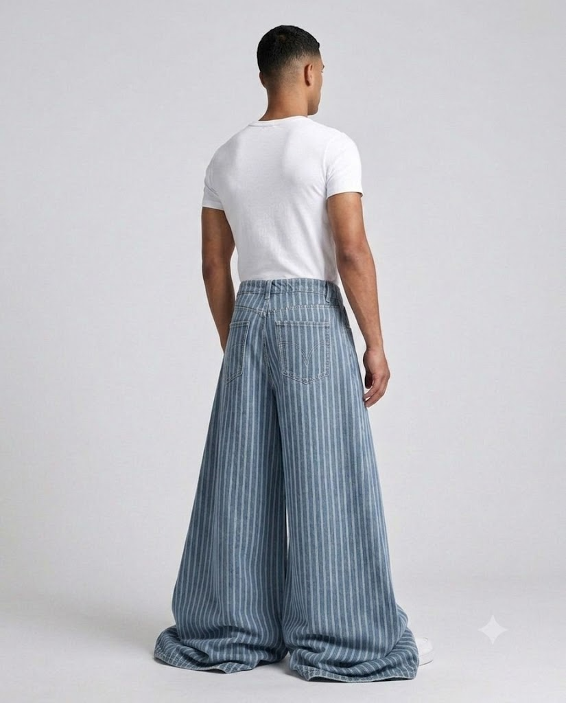 Easy Jeans — Shore Stripe on model — three-quarter view