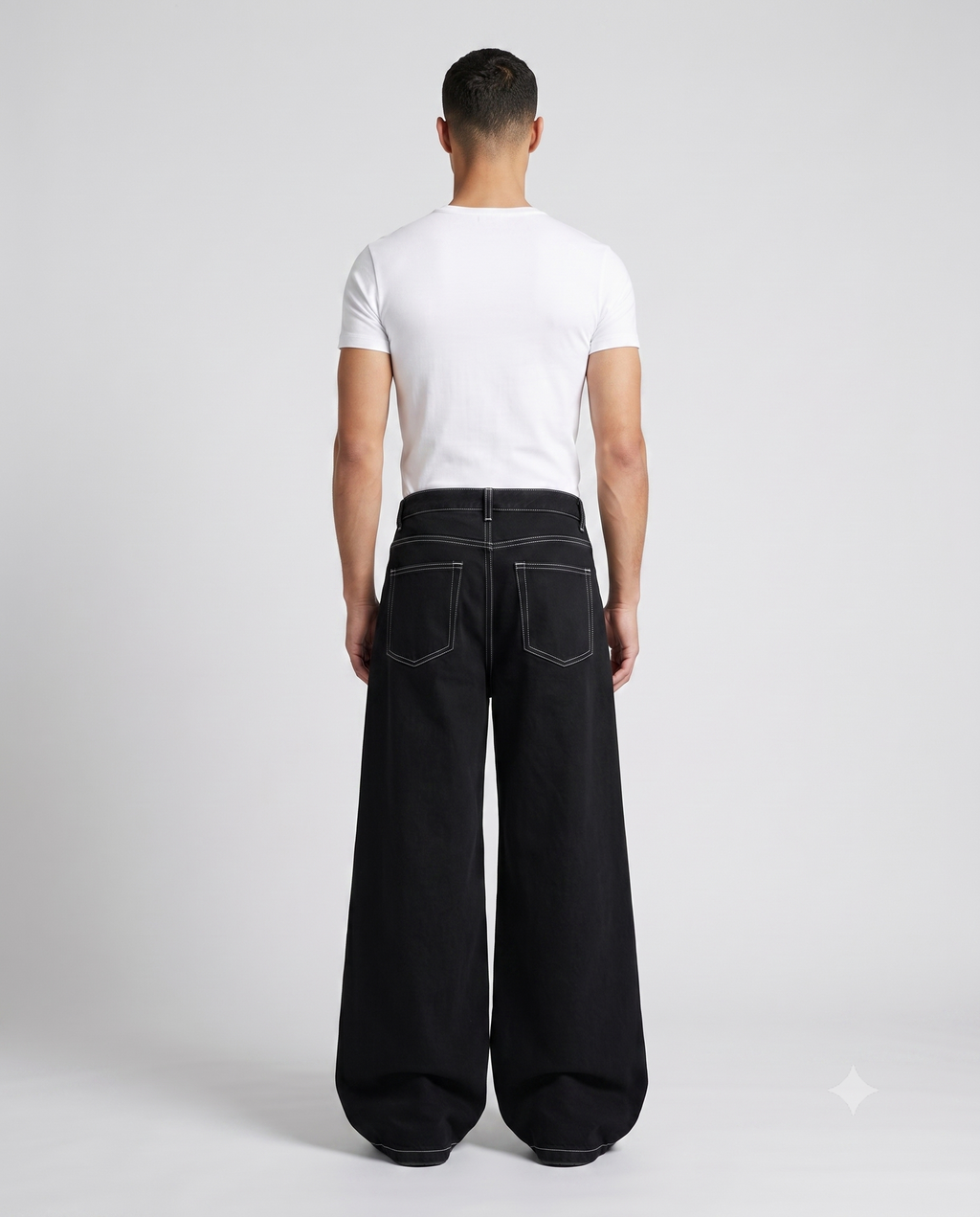 Maxout Jeans — Jet Black on model — back view