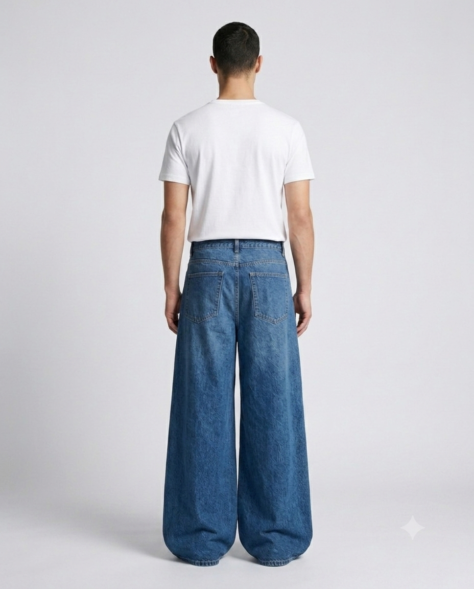 Slack Jeans — Loom Blue on model — back view