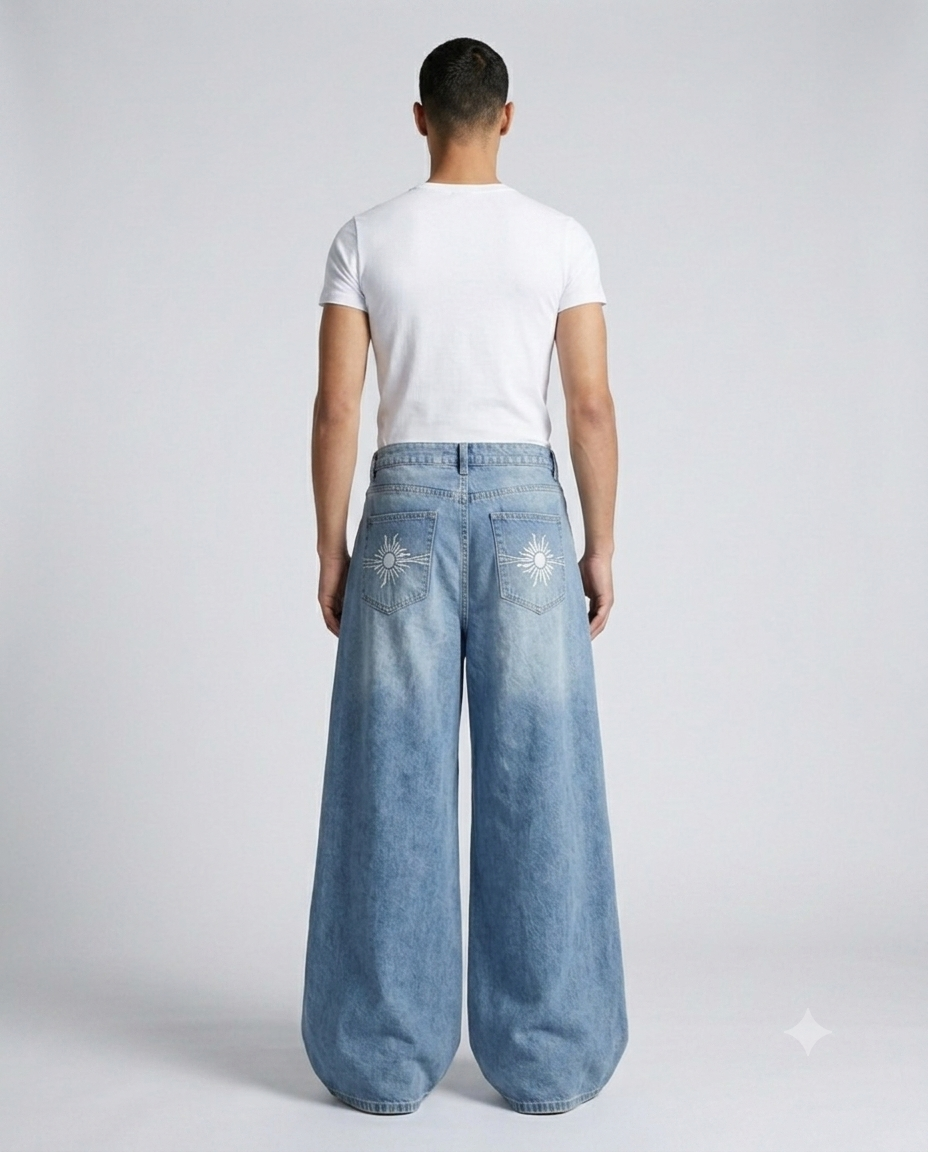 Boulevard Jeans — Sky Bloom on model — back view