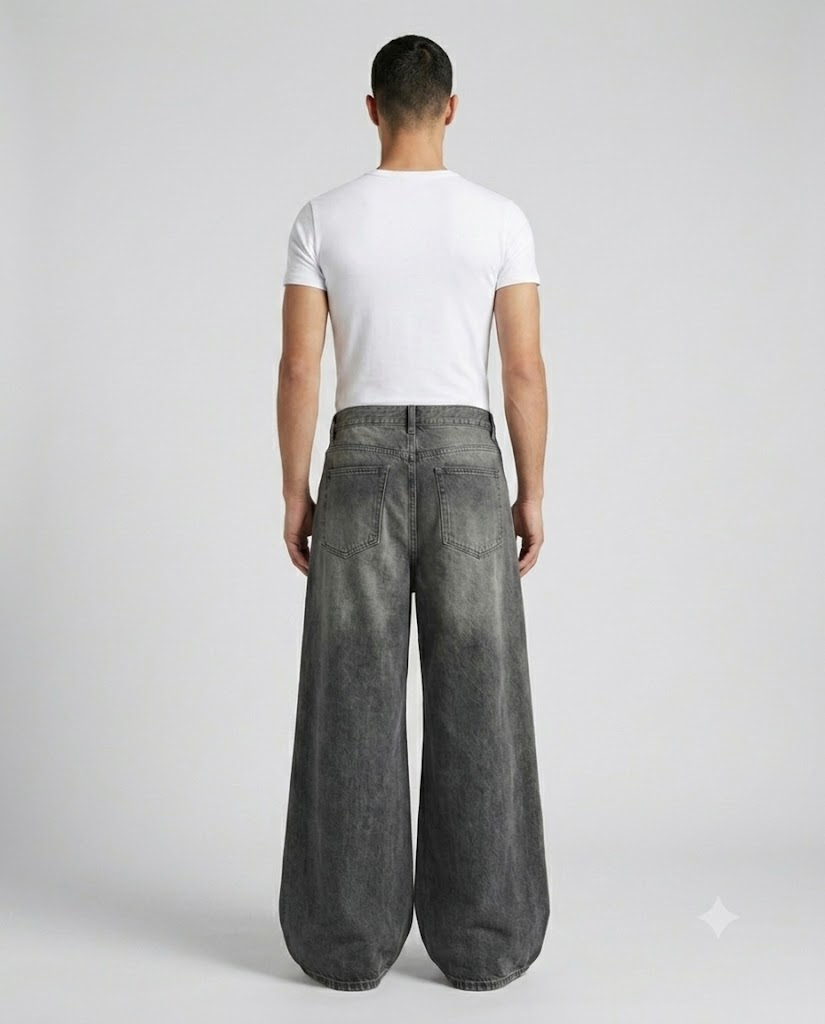 Maxout Jeans — Skull Smoke on model — back view