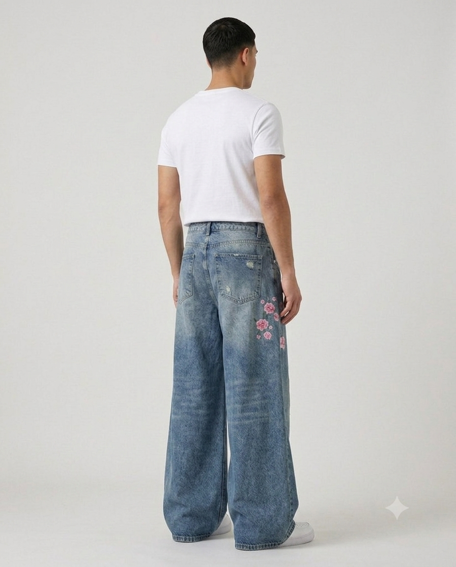 Boulevard Distressed Jeans — Cherry Fade — three-quarter view