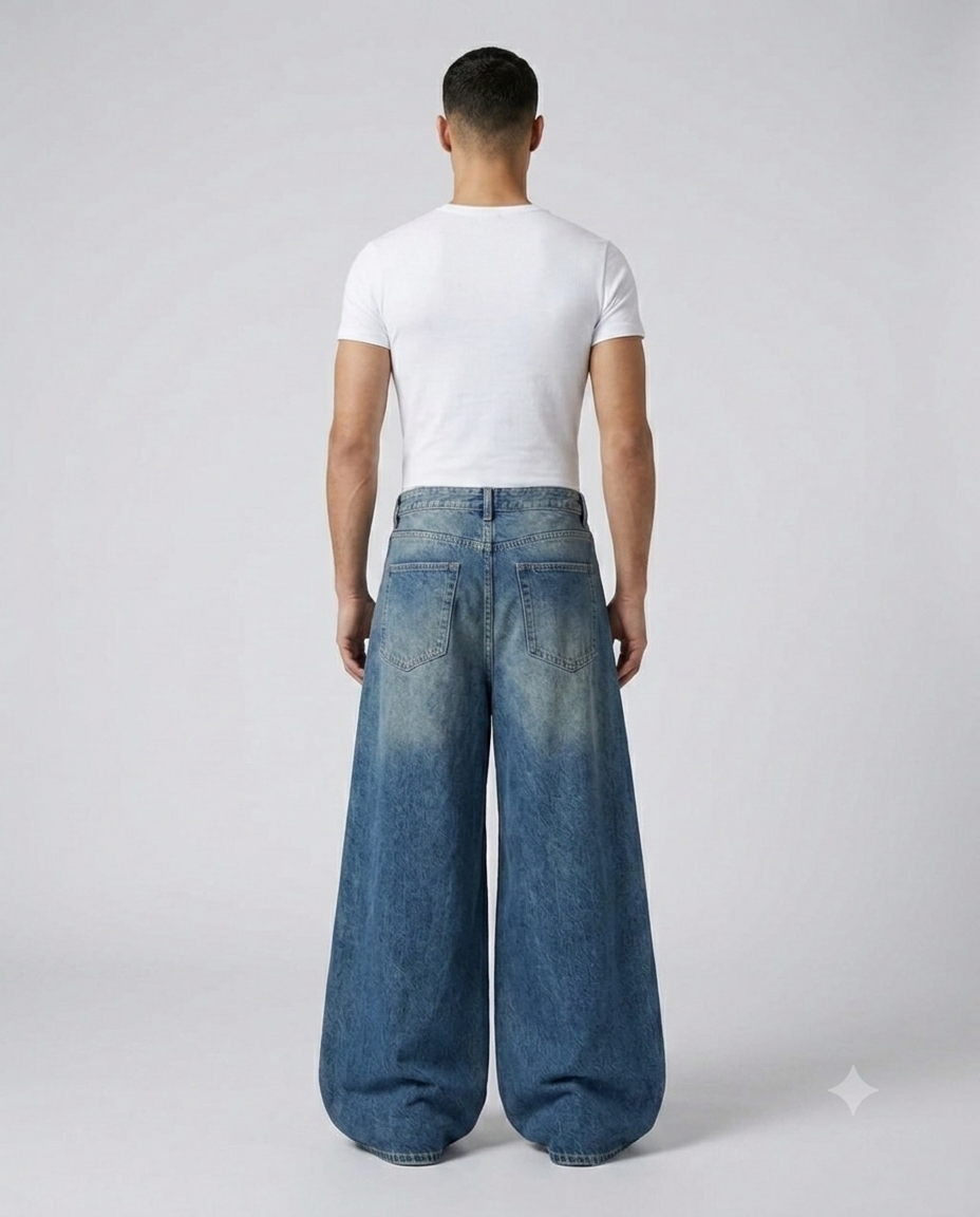 Easy Jeans — Heritage Wash on model — back view