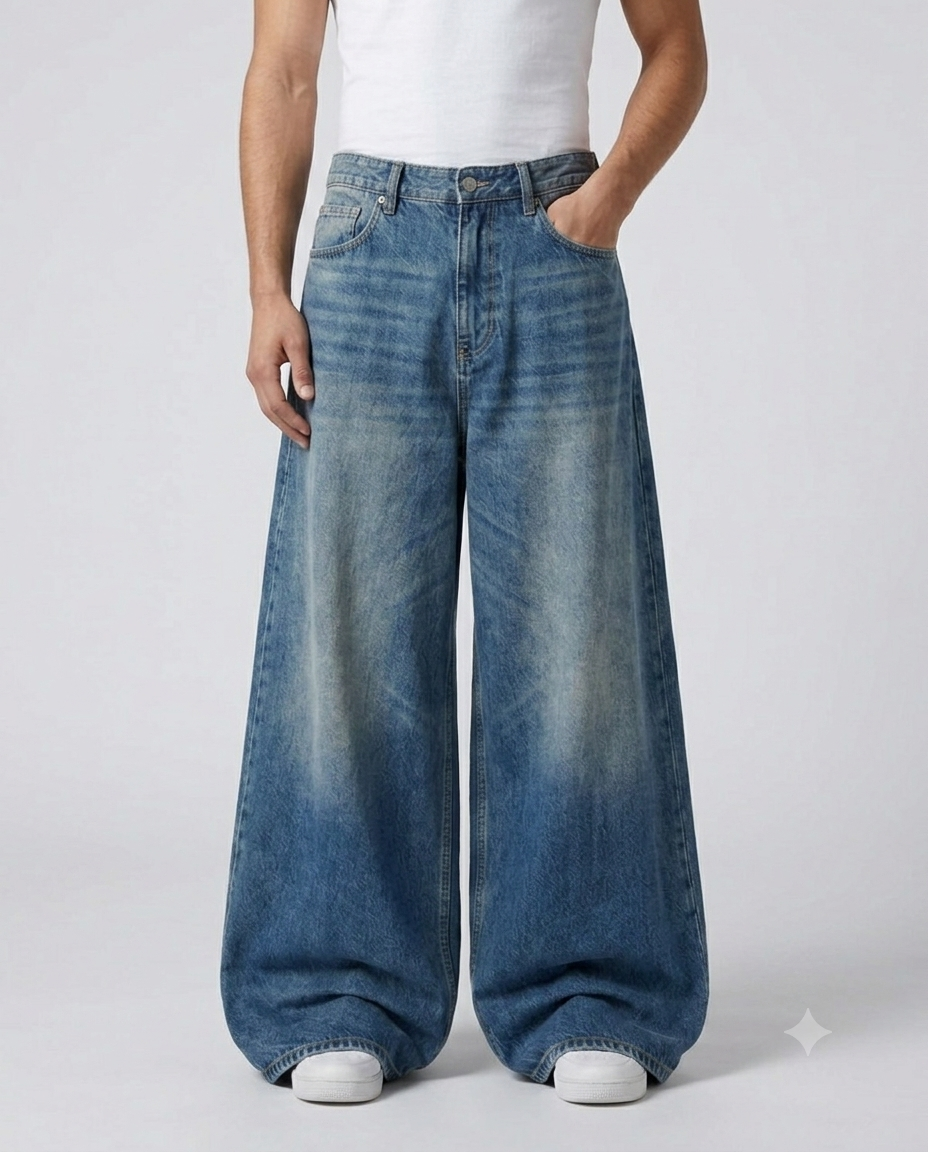Easy Jeans — Heritage Wash on model — waist and pocket detail