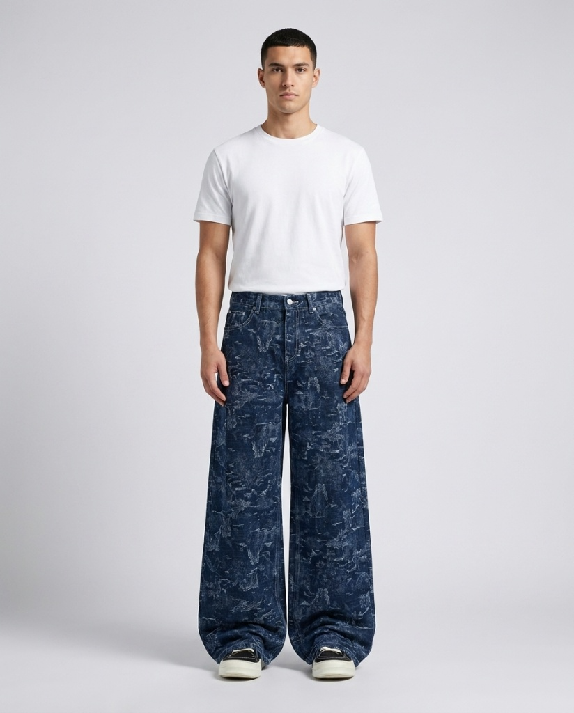 Boulevard Jeans — Dark Weave on model — back view