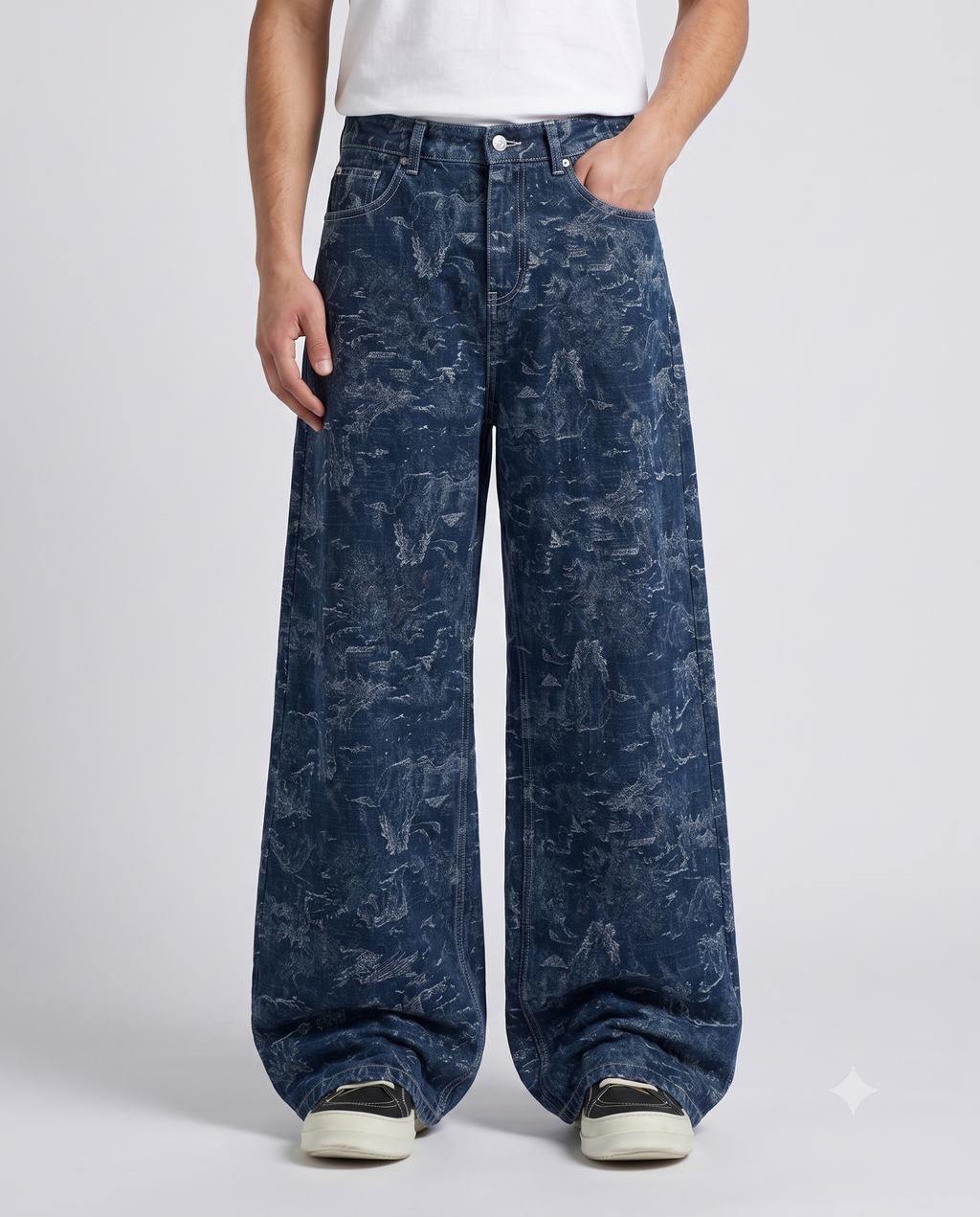 Boulevard Jeans Dark Weave on model — waist and pocket detail