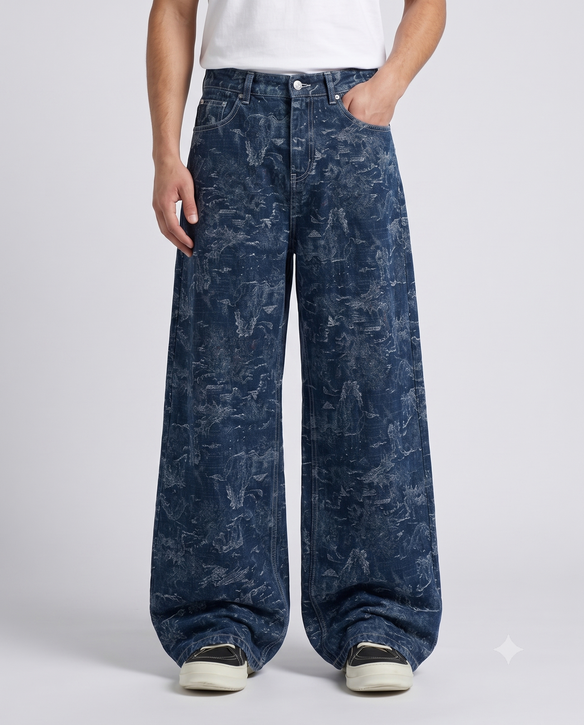 Boulevard Jeans Dark Weave on model — waist and pocket detail