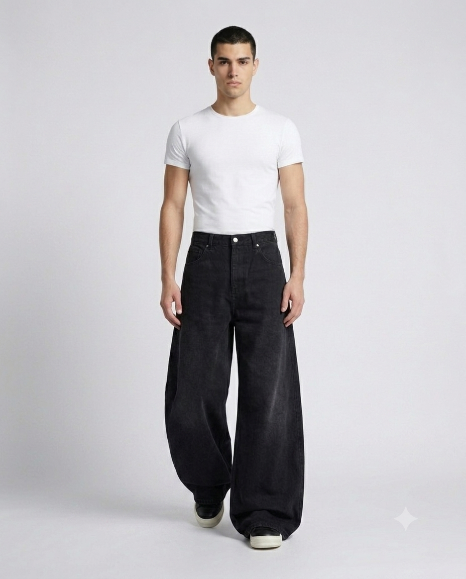Slack Jeans — Totem Clay on model — walking, fabric in motion