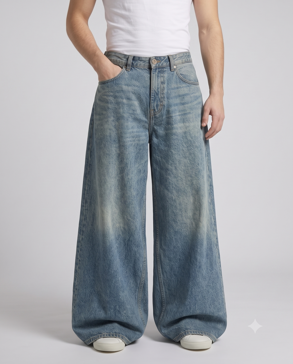 Boulevard Jeans Coal Black on model — walking, fabric in motion