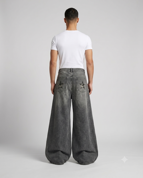 Big Easy Jeans — Camo Star on model — back view