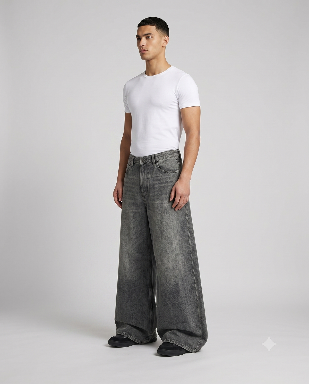 Big Easy Jeans — Camo Star on model — three-quarter view