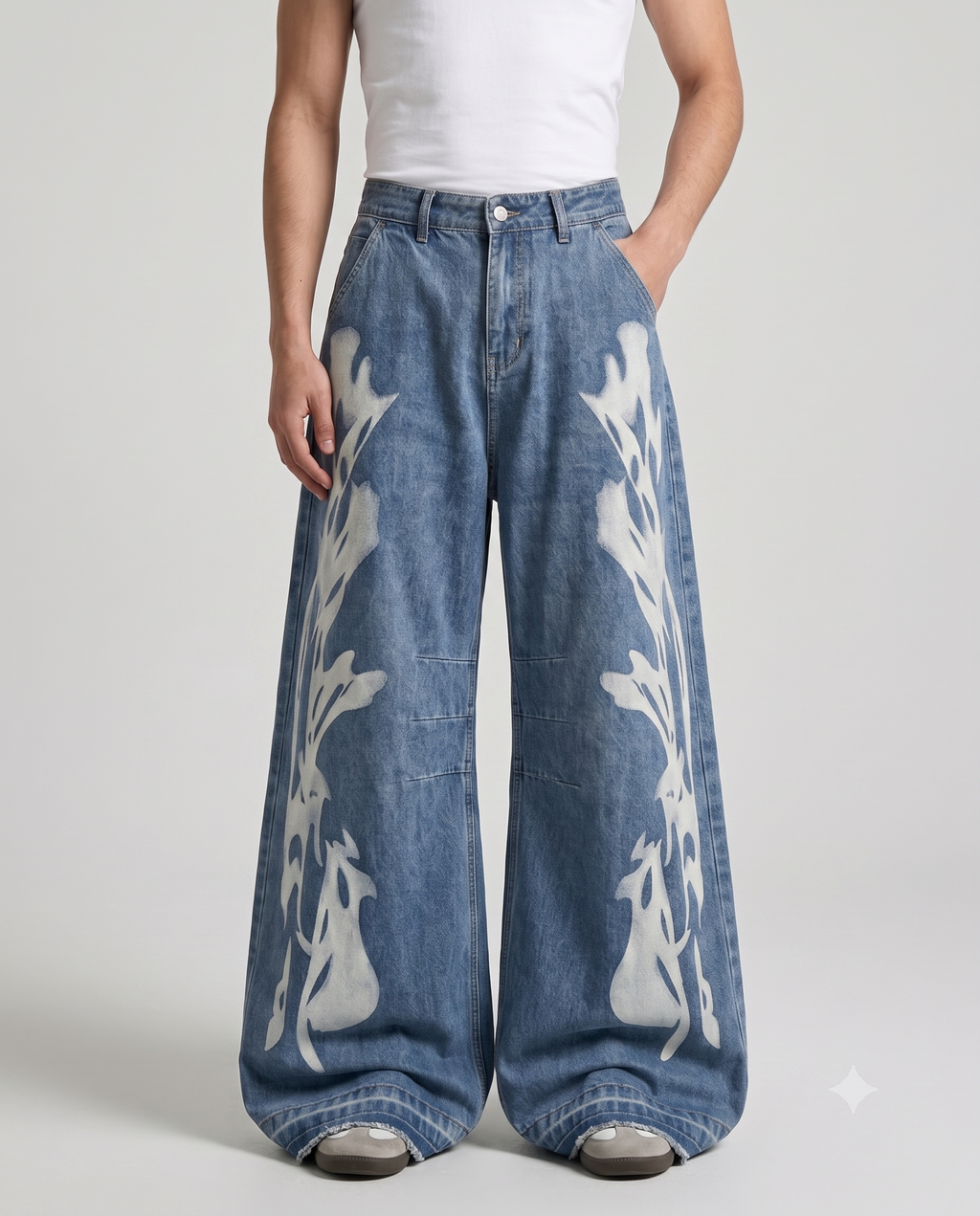 Session Jeans — Static Fade on model — waist and pocket detail