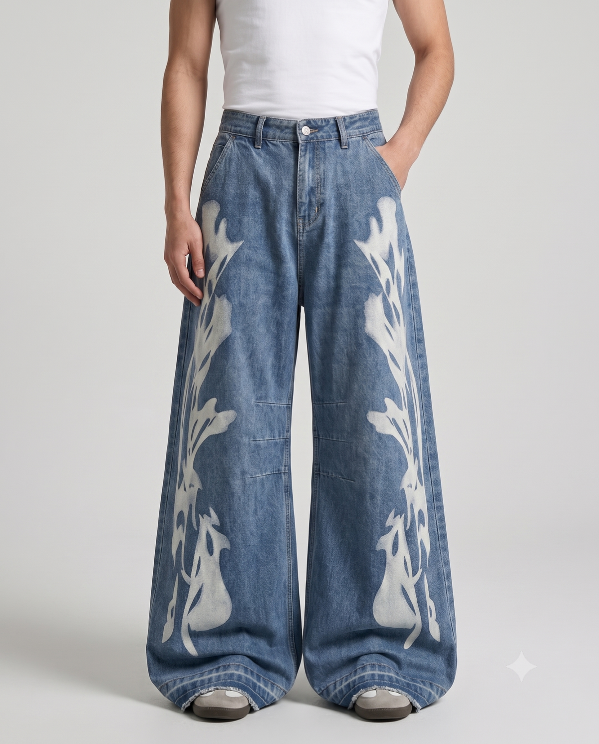 Session Jeans — Static Fade on model — waist and pocket detail