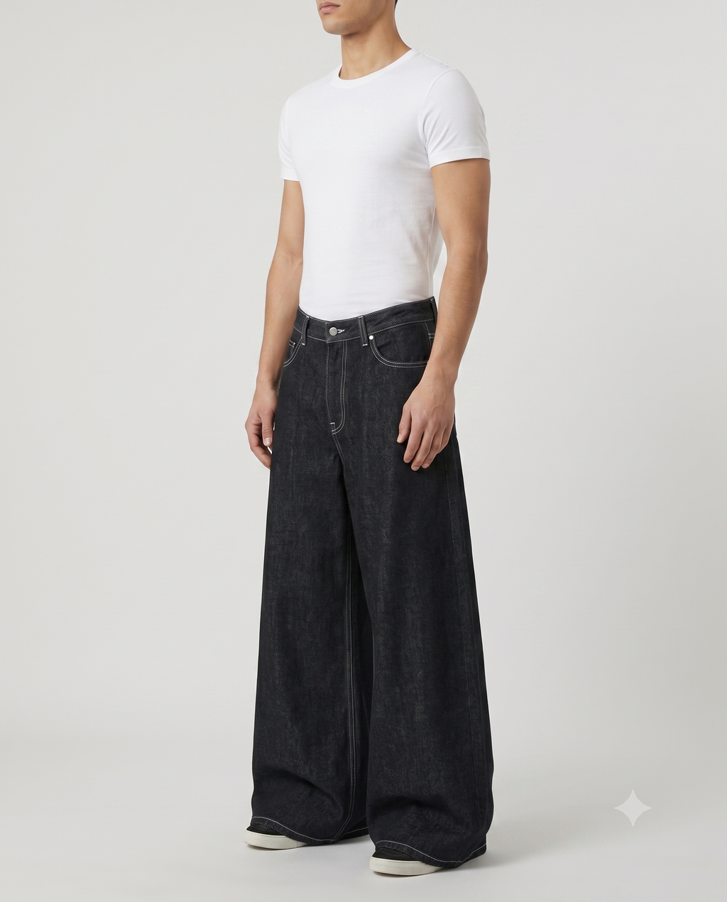 Session Jeans Static Fade on model — three-quarter view