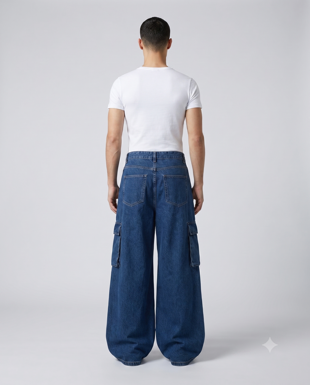 Big Easy Cargo Jeans — Night Shift on model — back view