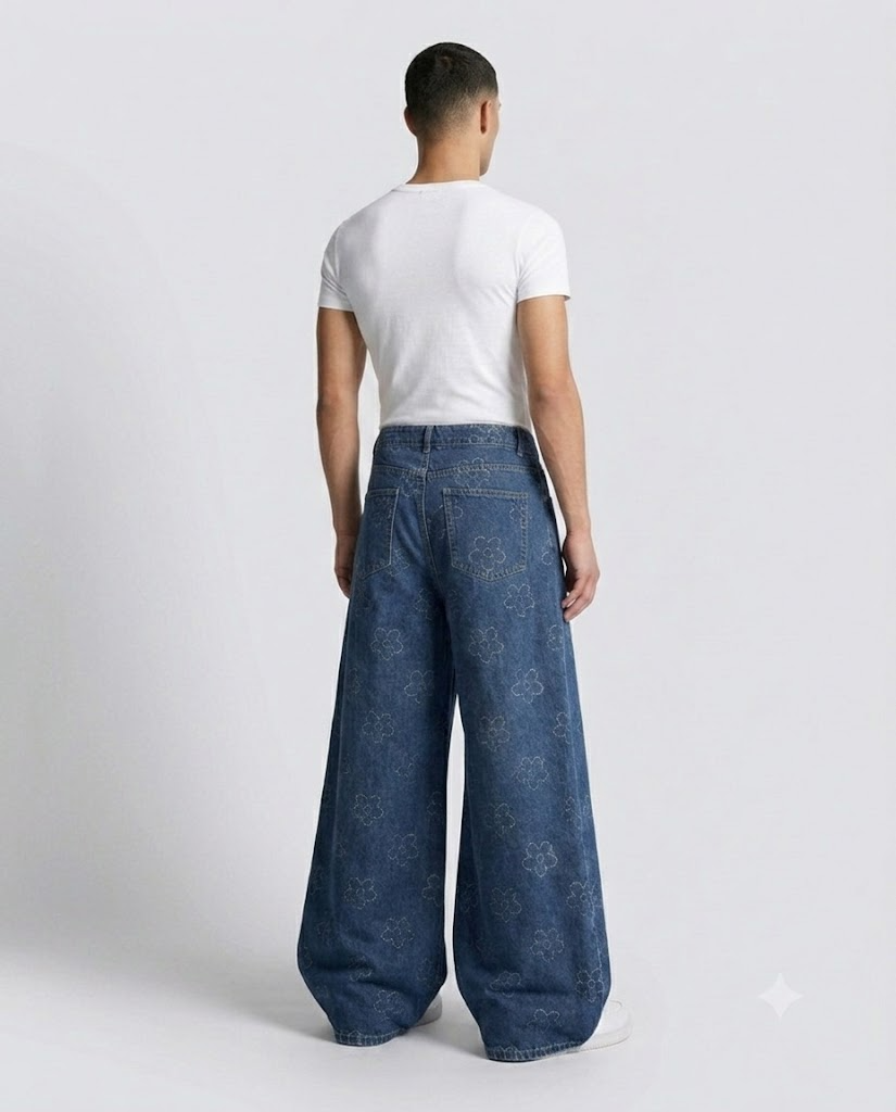Slack Jeans — Crochet Bloom on model — back view