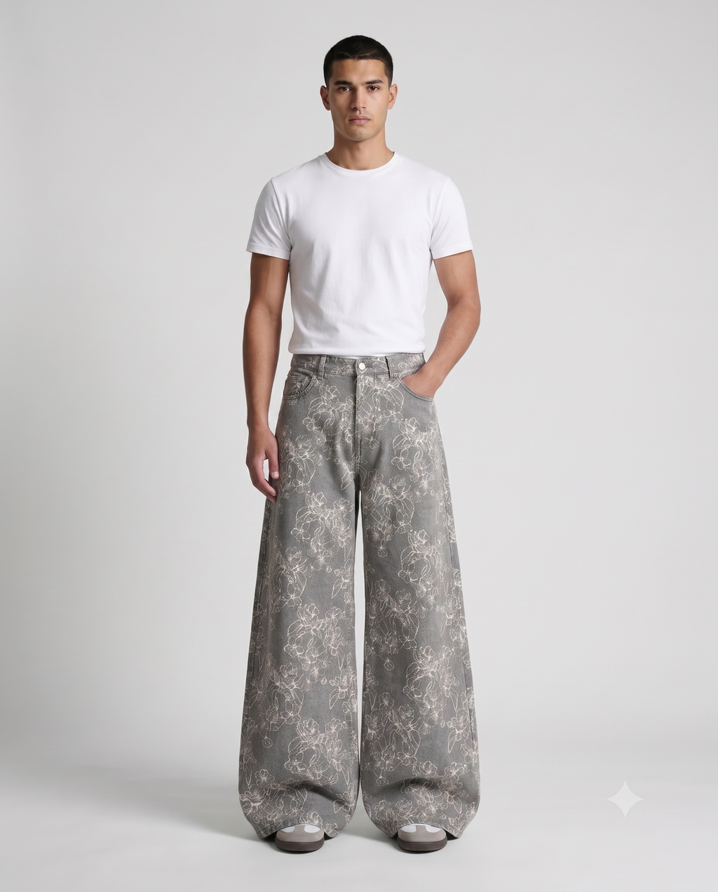 Easy Jeans — Garden Weave on model — waist and pocket detail