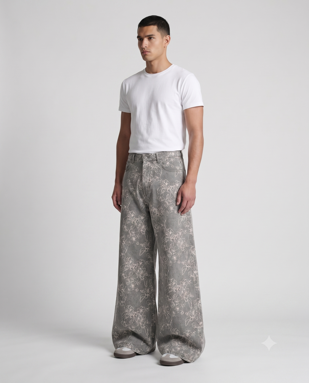Easy Jeans — Garden Weave on model — three-quarter view