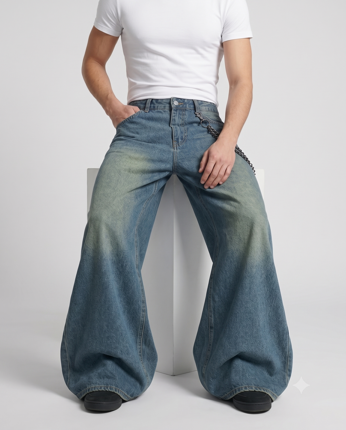 Cooper Jeans — Arc Wash on model — waist and pocket detail