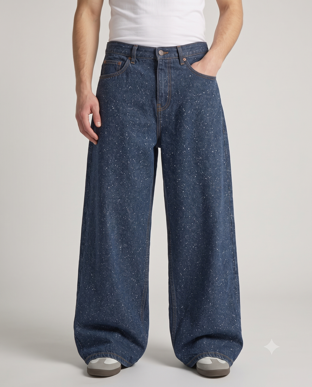 Slack Jeans — Vine Wash on model — waist and pocket detail
