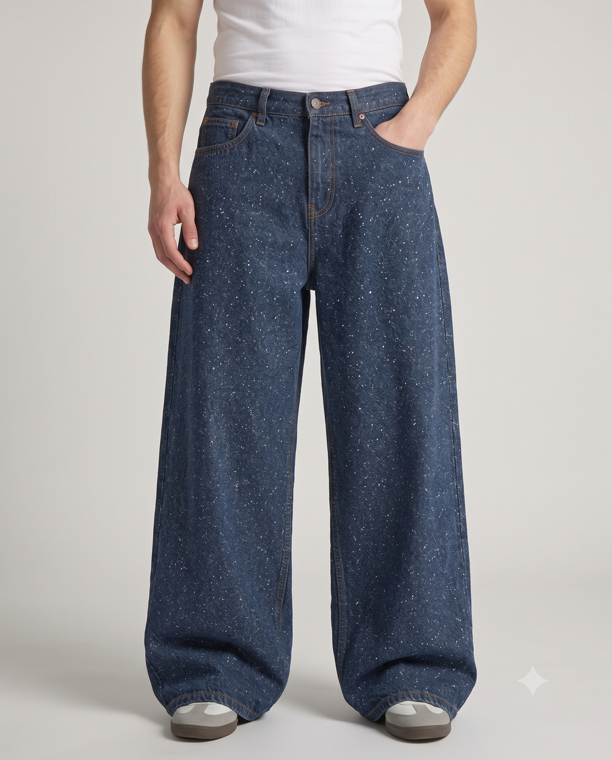 Slack Jeans — Vine Wash on model — waist and pocket detail