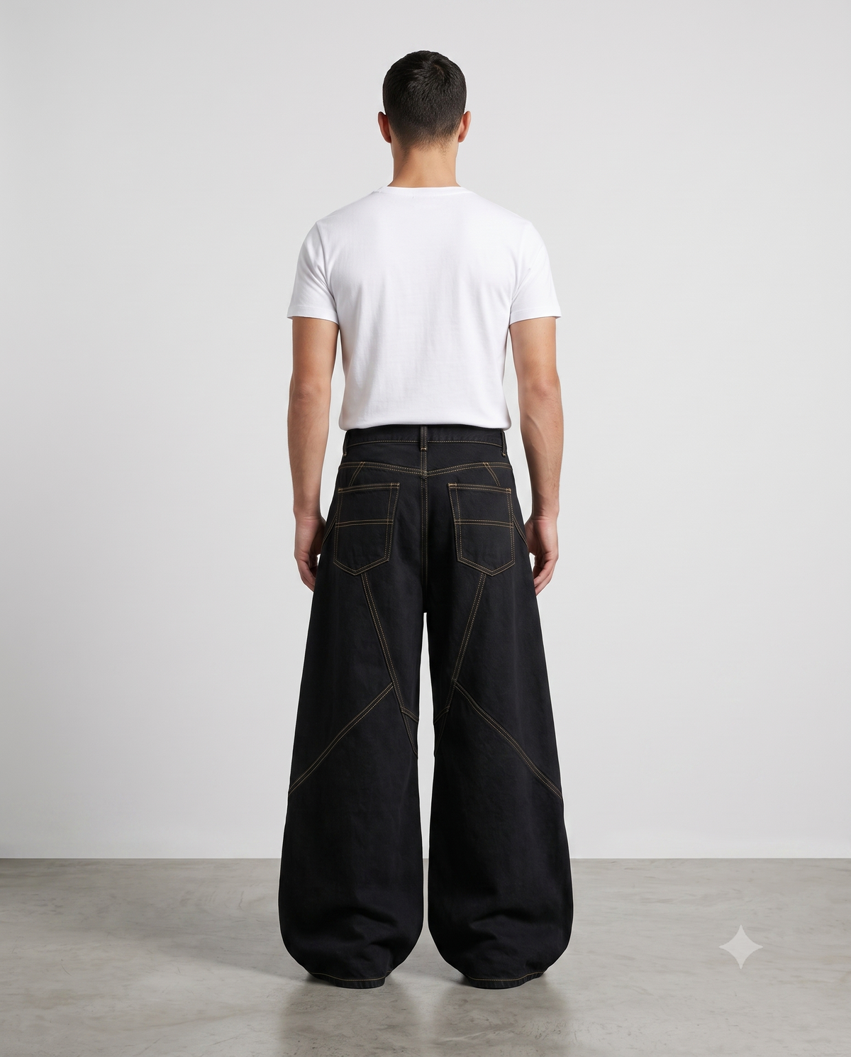 Boulevard Jeans — Gold Seam on model — back view