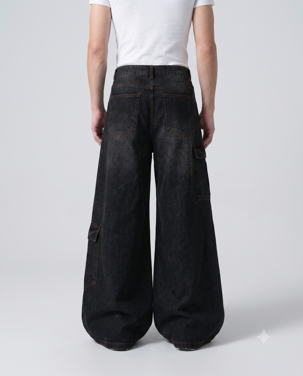 Boulevard Cargo Jeans — Onyx on model — back view