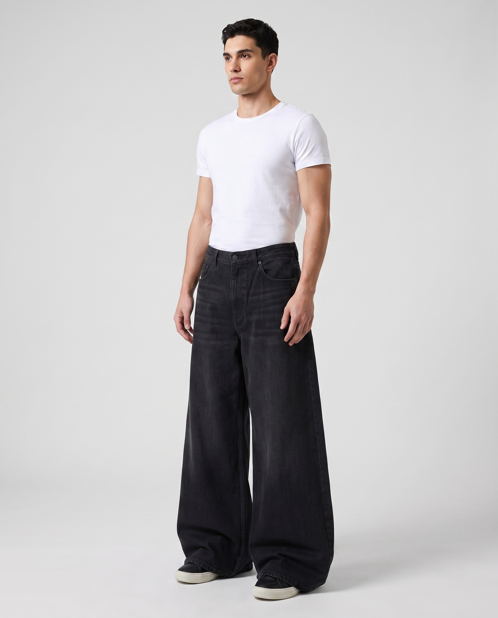 Slack Jeans — Blacktop on model — three-quarter view