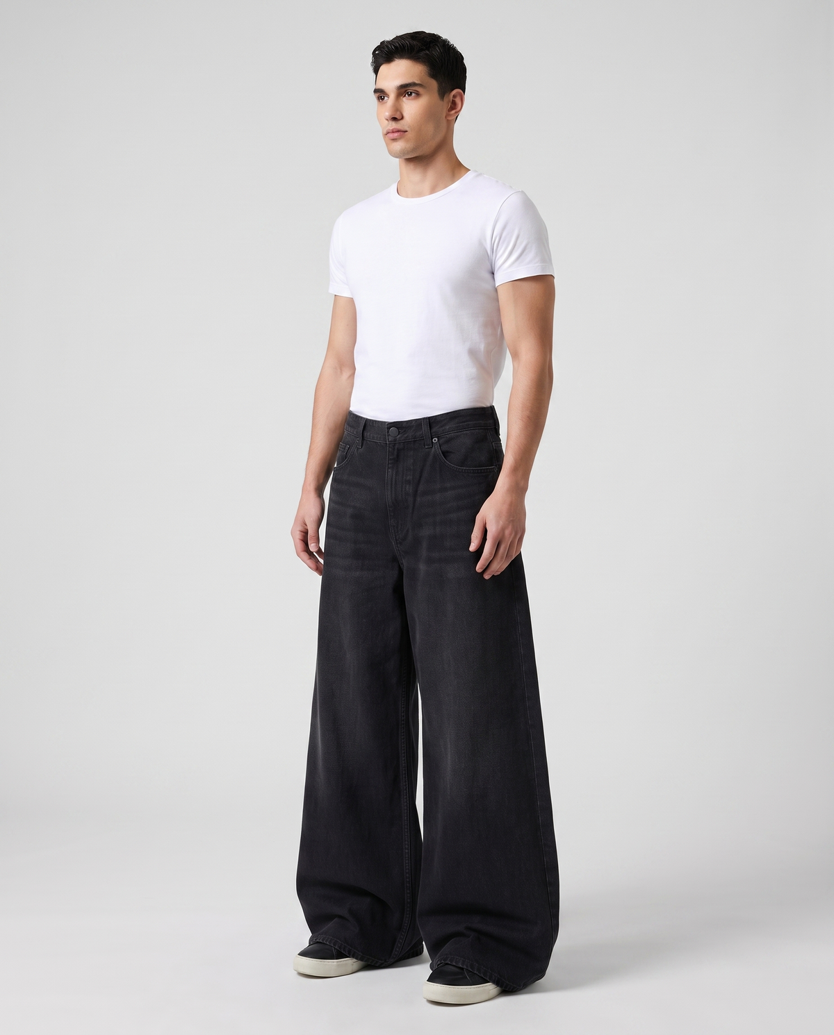 Slack Jeans — Blacktop on model — three-quarter view