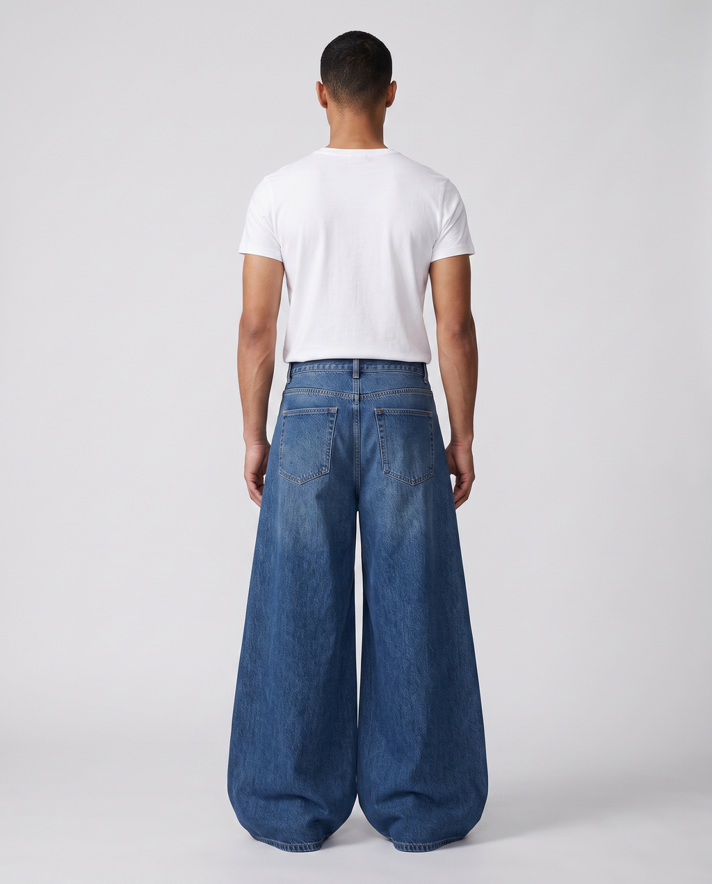 Maxout Jeans — Rivet Blue on model — back view