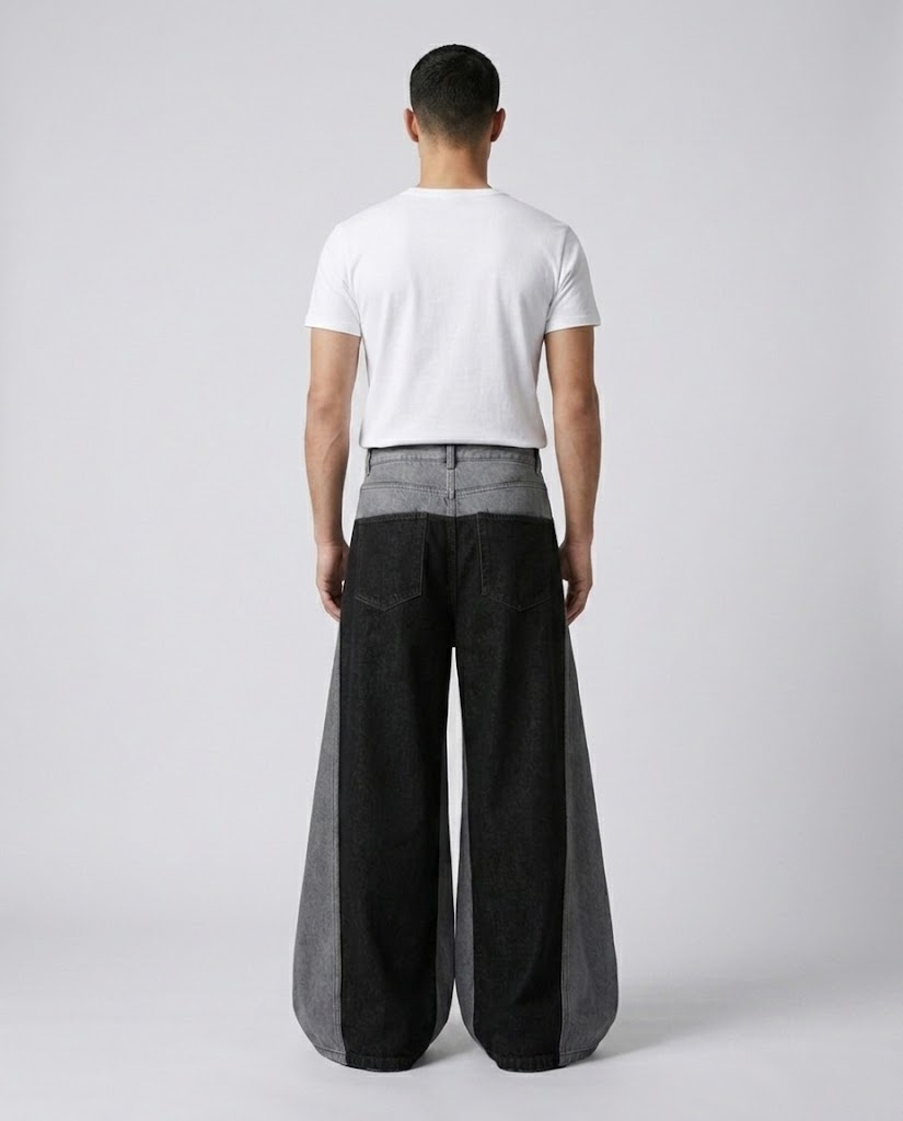 Easy Jeans Cinder Patch on model — back view