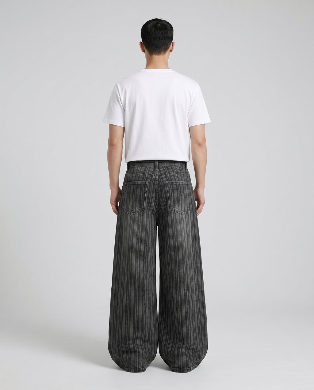 Session Jeans — Pinstripe Fade on model — back view